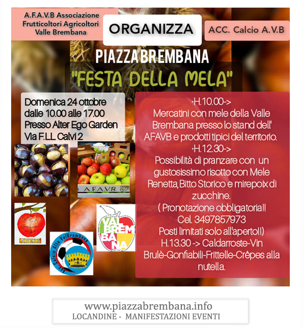 Piazza Brembana (Bg) - Festa della Mela - 24-10-2021 Locandine manifestazioni eventi a Piazza Brembana - Piazza Brembana Locandine -