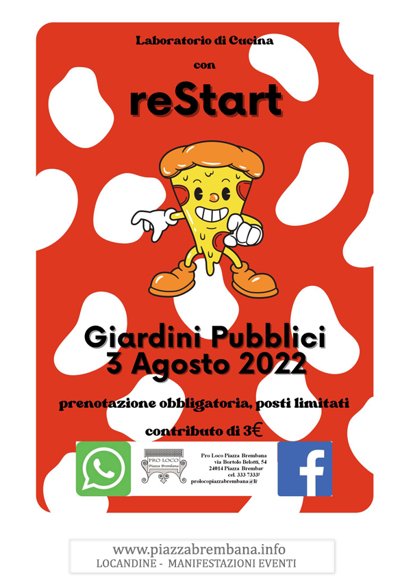 Piazza Brembana (Bg) - RESTART TAKE AWAY - Laboratorio di cucina. Locandine manifestazioni eventi a Piazza Brembana - Piazza Brembana Locandine -