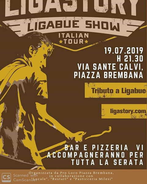 Concerto Ligastory - Ligabue Show. Locandine manifestazioni eventi a Piazza Brembana - Concerto Ligastory - Ligabue Show