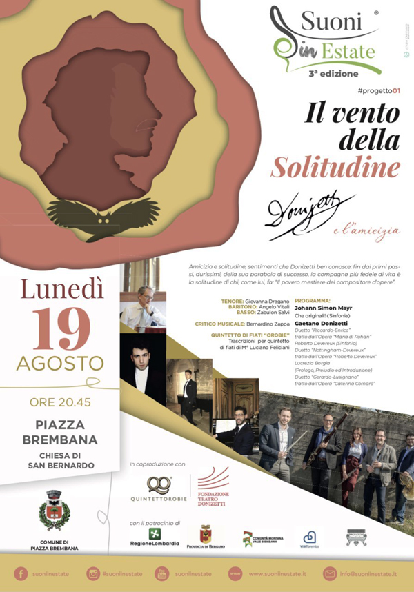 Concerto di San Bernardo - Suoni in estate - Il vento della solitudine. Locandine manifestazioni eventi a Piazza Brembana - Concerto di San Bernardo - Suoni in estate - Il vento della solitudine.