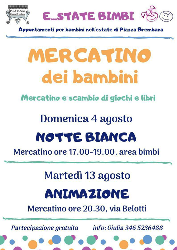 Estate Bimbi - Appuntamenti per bambini. Locandine manifestazioni eventi a Piazza Brembana - Asd Chignon - Estate Bimbi - Appuntamenti per bambini.