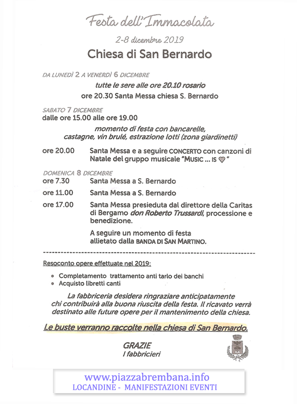 7\8 Dicembre 2019 - Festa dell'Immacolata e Villagio di Natale. Festa dell'Immacolata e Villagio di Natale.