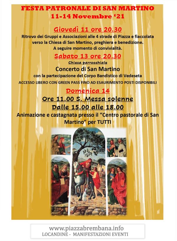 Piazza Brembana (Bg) - Festa patronale di San Martino novembre 2021. Locandine manifestazioni eventi a Piazza Brembana - Piazza Brembana Locandine -