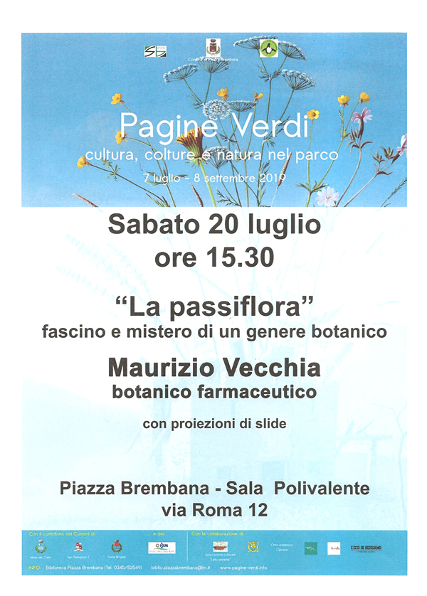 Pagine Verdi - La Passiflora. Locandine manifestazioni eventi a Piazza Brembana - Pagine Verdi - La Passiflora.