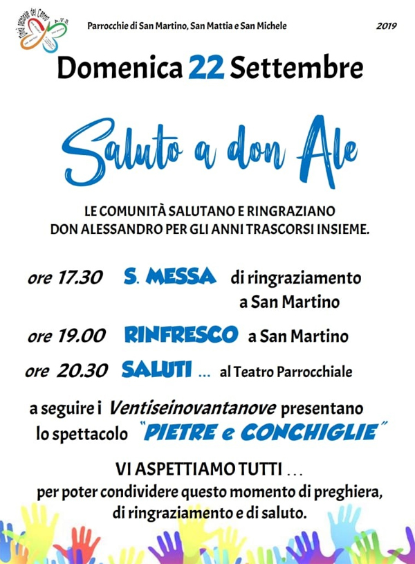Saluto a Don Alessandro. Locandine manifestazioni eventi a Piazza Brembana - Saluto a Don Alessandro.