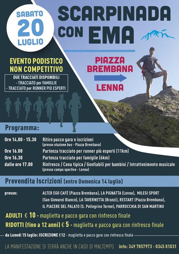 Scarpinada con Ema - Evento podistico non competitivo. Locandine manifestazioni eventi a Piazza Brembana - Scarpinada con Ema - Evento podistico non competitivo.