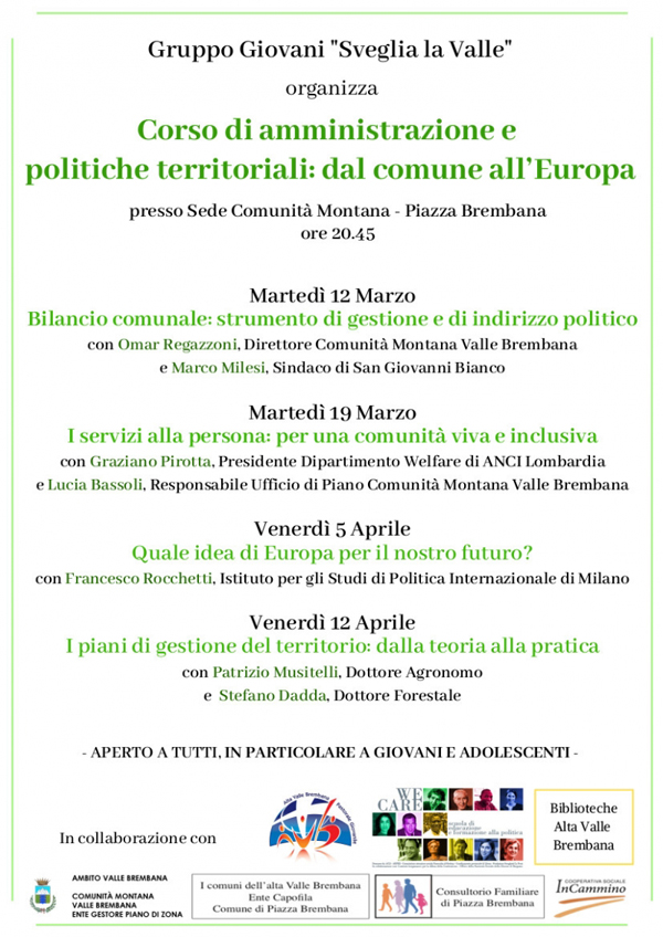 GRUPPO GIOVANI SVEGLIA LA VALLE - Corsi di Politica Circolo "Letture del venerdi"