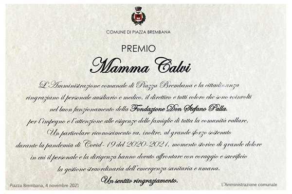 PIAZZA BREMBANA - Consegna Premio Mamma Calvi.