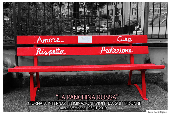 Piazza Brembana - La Panchina Rossa - Giornata Internazionale per l'eliminazione della violenza sulle donne.