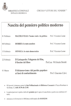 CIRCOLO LETTURE DEL VENERDI' - Biblioteca Comunale di Piazza Brembana