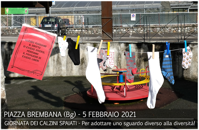 Piazza Brembana Notizie. PIAZZA BREMBANA GIORNATA DEI CALZINI SPAIATI.