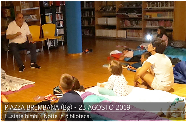 Notte in bliblioteca. Piazza Brembana Notizie. Estate bimbi - Notte in bliblioteca, letture per bambini.
