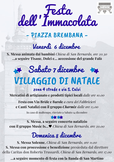 Festa dell'Immacolata e Villaggio di Natale.